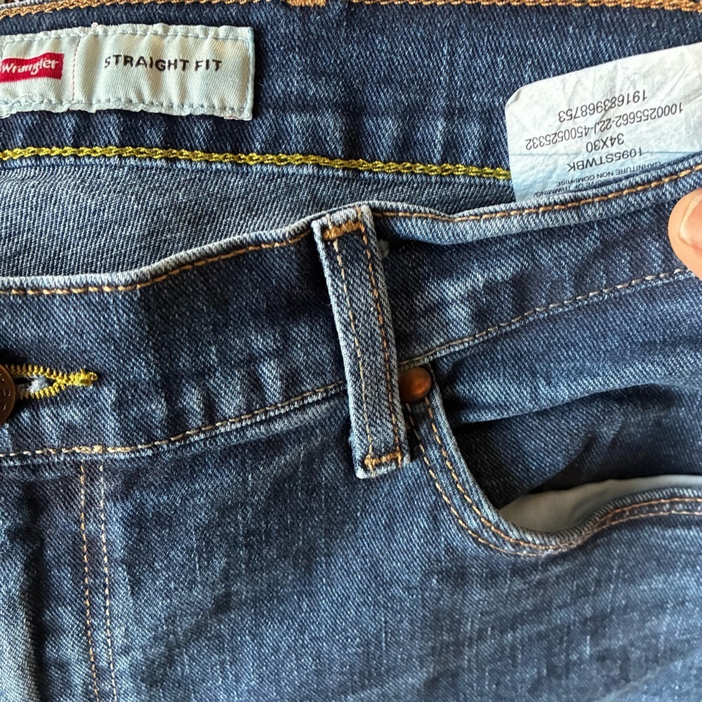 Wrangler Five Star Premium Straight Fit Jeans 34x30 Dark Wash - Picture 2 of 4